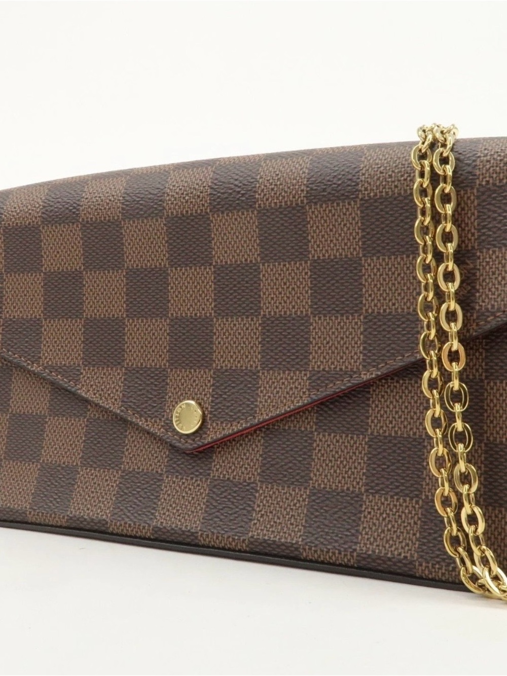 Louis Vuitton Brown Damier Envelope Clutch with Gold Chain